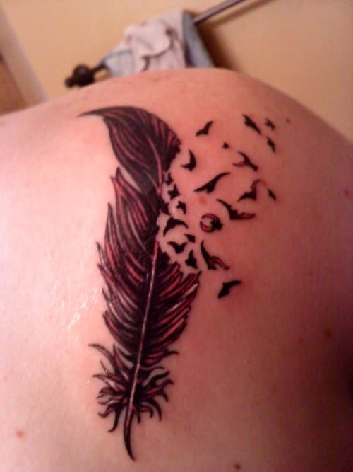 Tatuaje plumas y aves