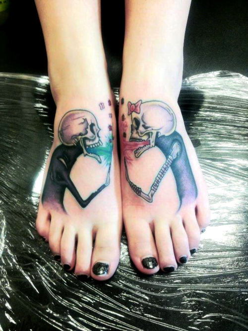 Tatuaje pareja calaveras