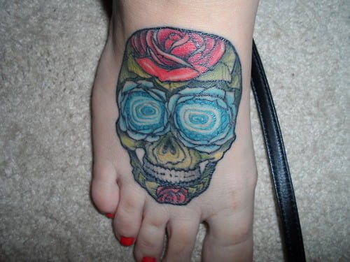 Rose skull tattoo