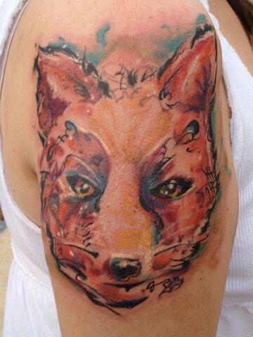 Fox tattoo shoulder