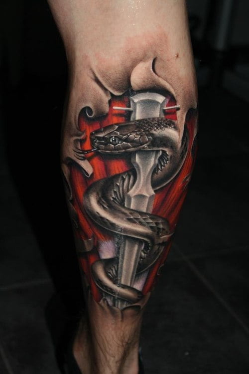 tatuaje daga y serpiente