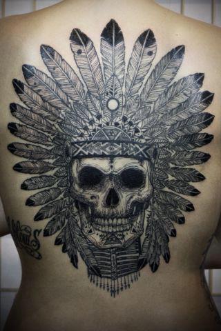 Skull tattoo on the back