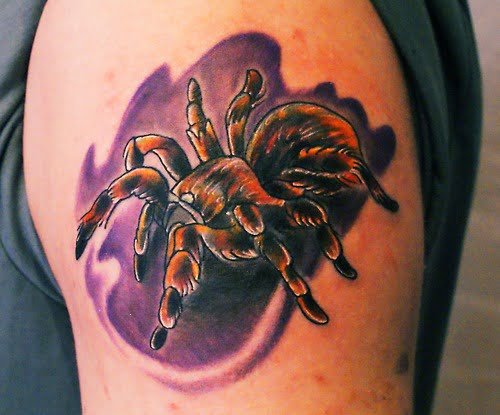 tatarántula tatuada en hombro