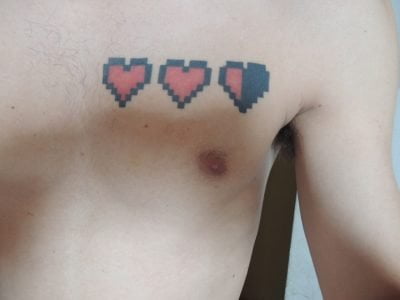 Video game heart tattoo