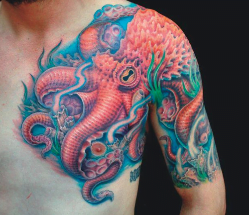 Tatuaje de pulpo realista