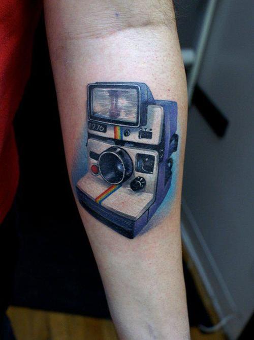 Polaroid camera tattoo