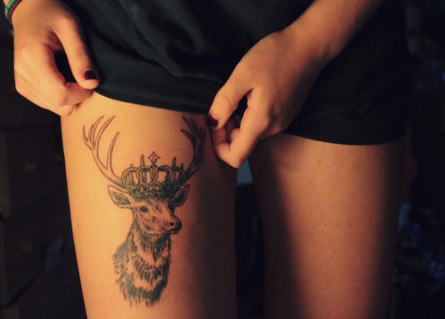 Moose tattoo with crown
