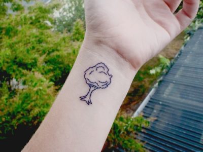 Wrist tattoo of a tree