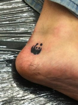 Panda tattoo on the ankle
