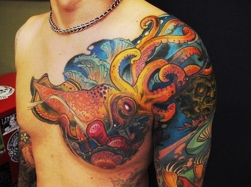 Orange Squid tattoo