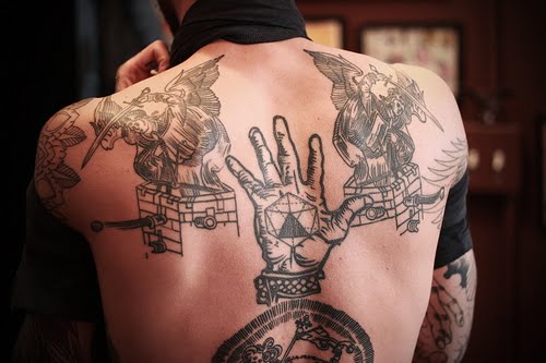 Angel tattoos on the back