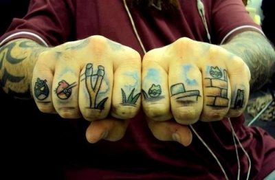 Knuckle tattoos angry birds