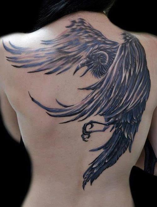 crow tattoo on the back