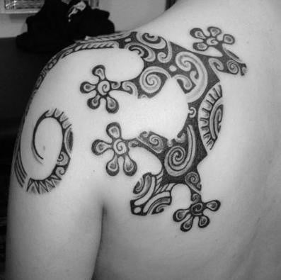 Gecko tattoo on the back