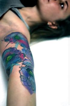 waterpaint flower tattoo