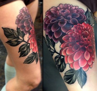 Flower tattoos on thigh