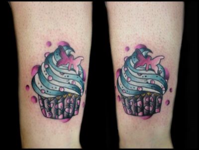 Tatuaje Cupcake azul