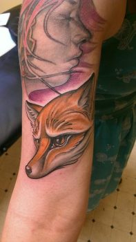 Fox tattoo on arm