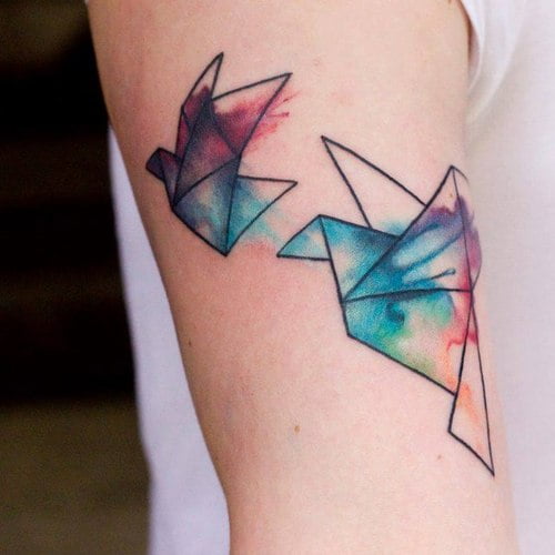 Origami birds tattoo