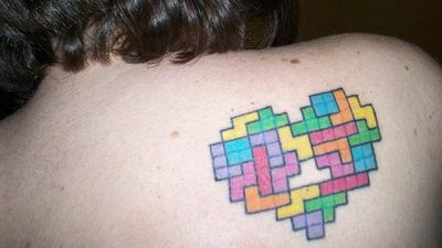 Tetris tattoo on the back
