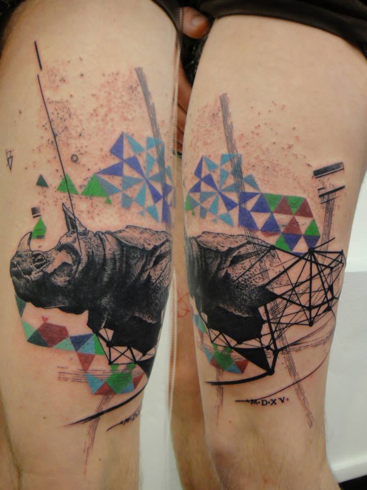 Tatuaje de rinoceronte por Xoil