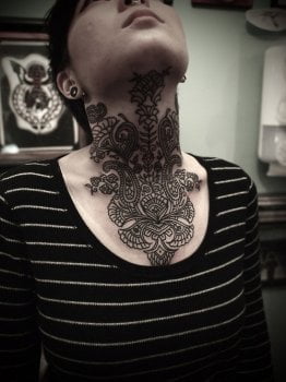 Throat tattoo for girl