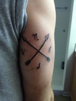 Tatuaje puntos cardinales en el brazo
