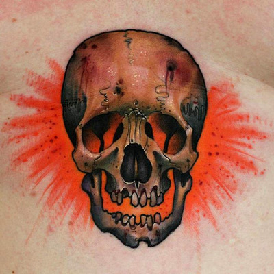 Tatuaje calavera marrón