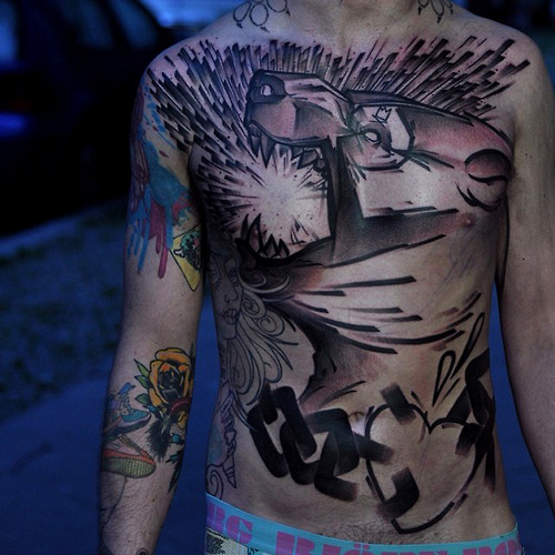 Tatuaje tigre rugiendo
