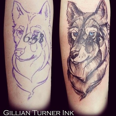 Tatuaje cobertura perro