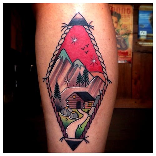 Tatuaje paisaje montañoso