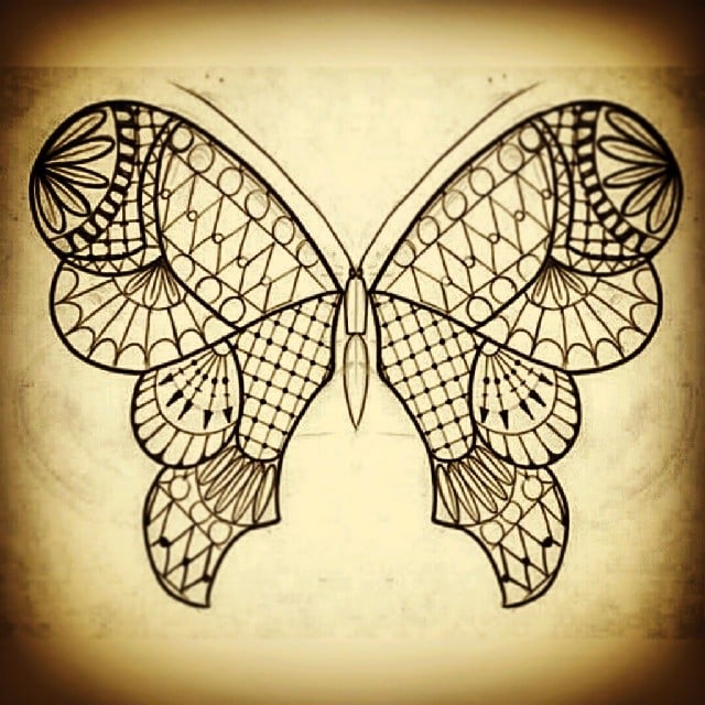 Dibujo preparatorio mariposa