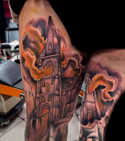 Tatuaje caserón encantado
