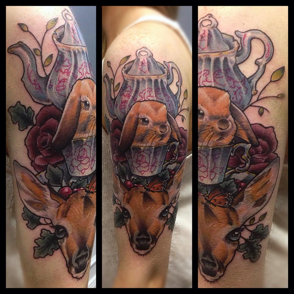 Tatuaje conejo y ciervo
