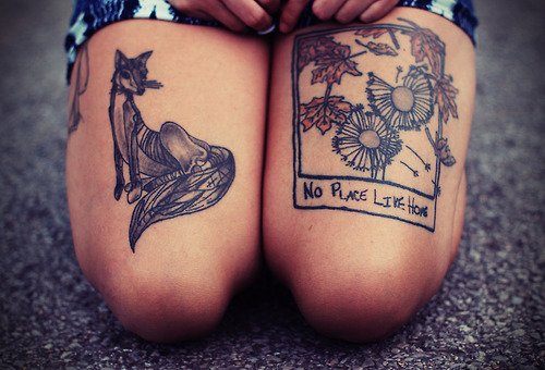 Tatuaje zorro y paisaje