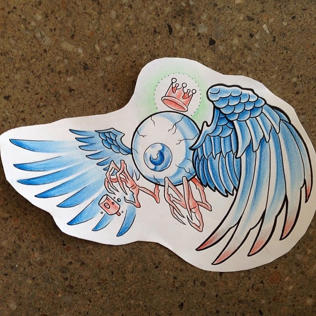 Dibujo preparatorio ojo con alas