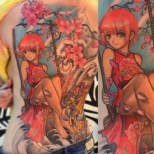 Tatuaje chica columpio