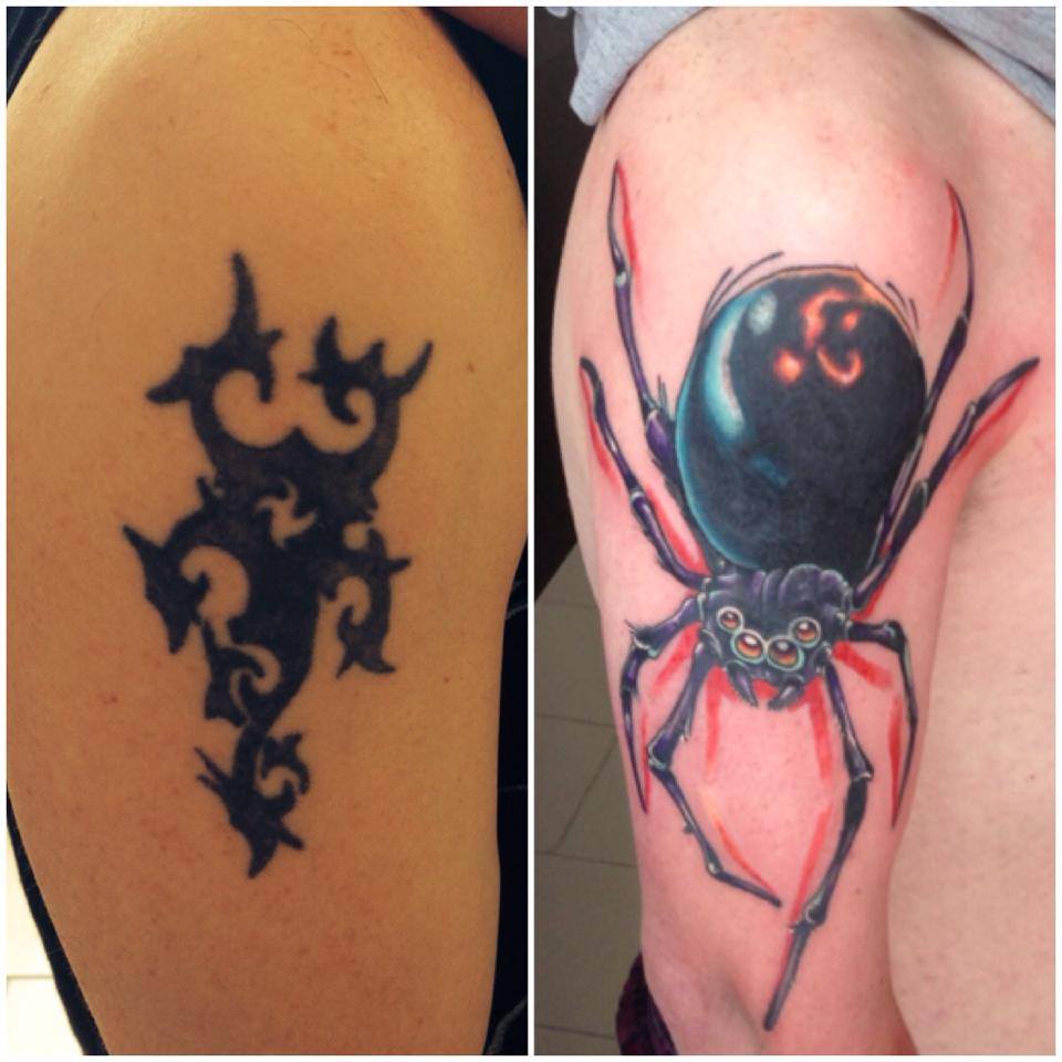 Tatuaje cobertura araña