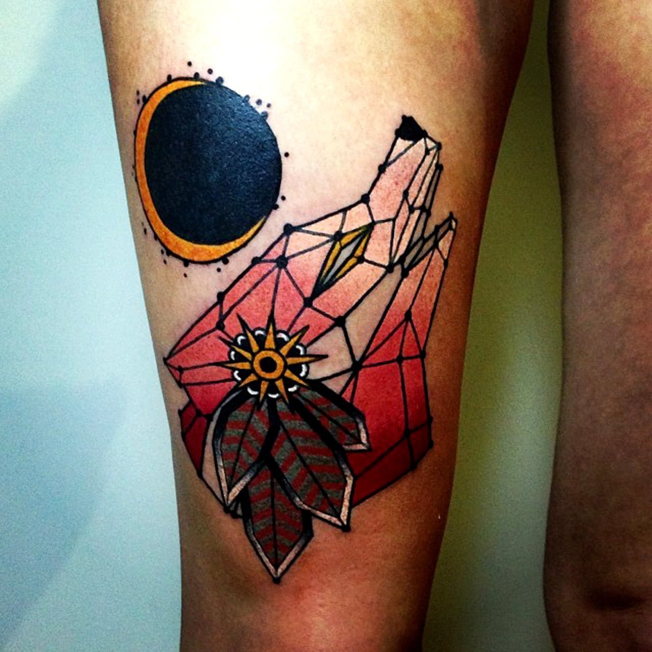 Tatuaje lobo esquemático