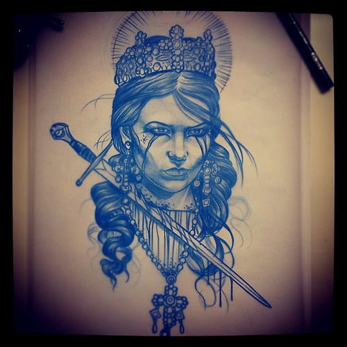 Dibujo preparatorio reina decapitada