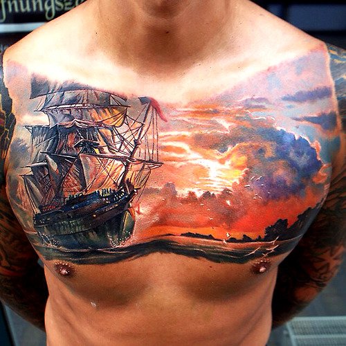 Tatuaje paisaje marino
