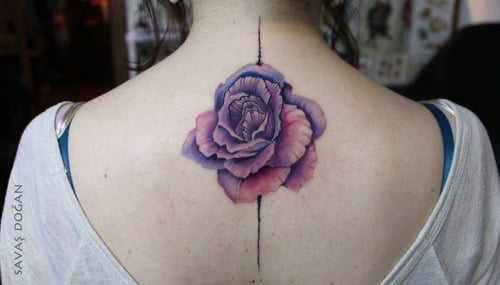 Tatuaje de rosa morada - Tatuajesxd