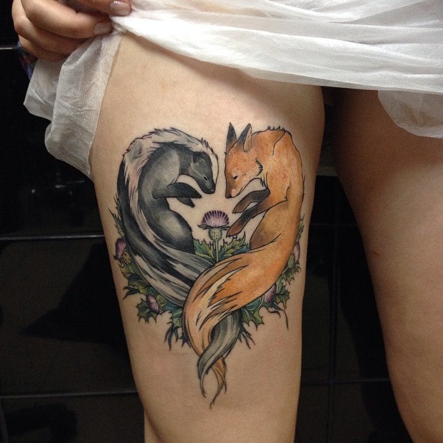 Tatuaje de zorro y mofeta