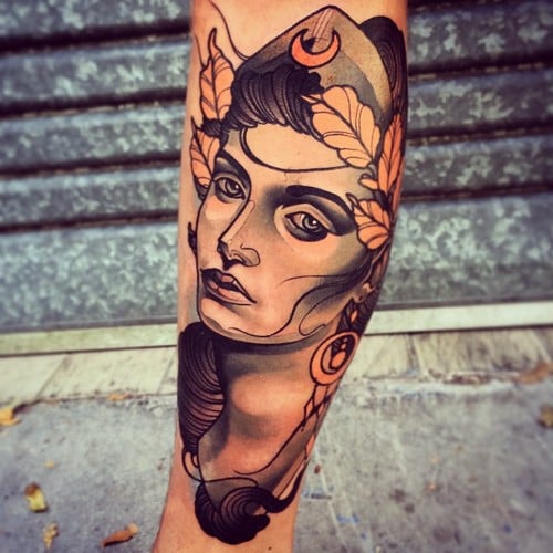 Tatuaje diosa lunar