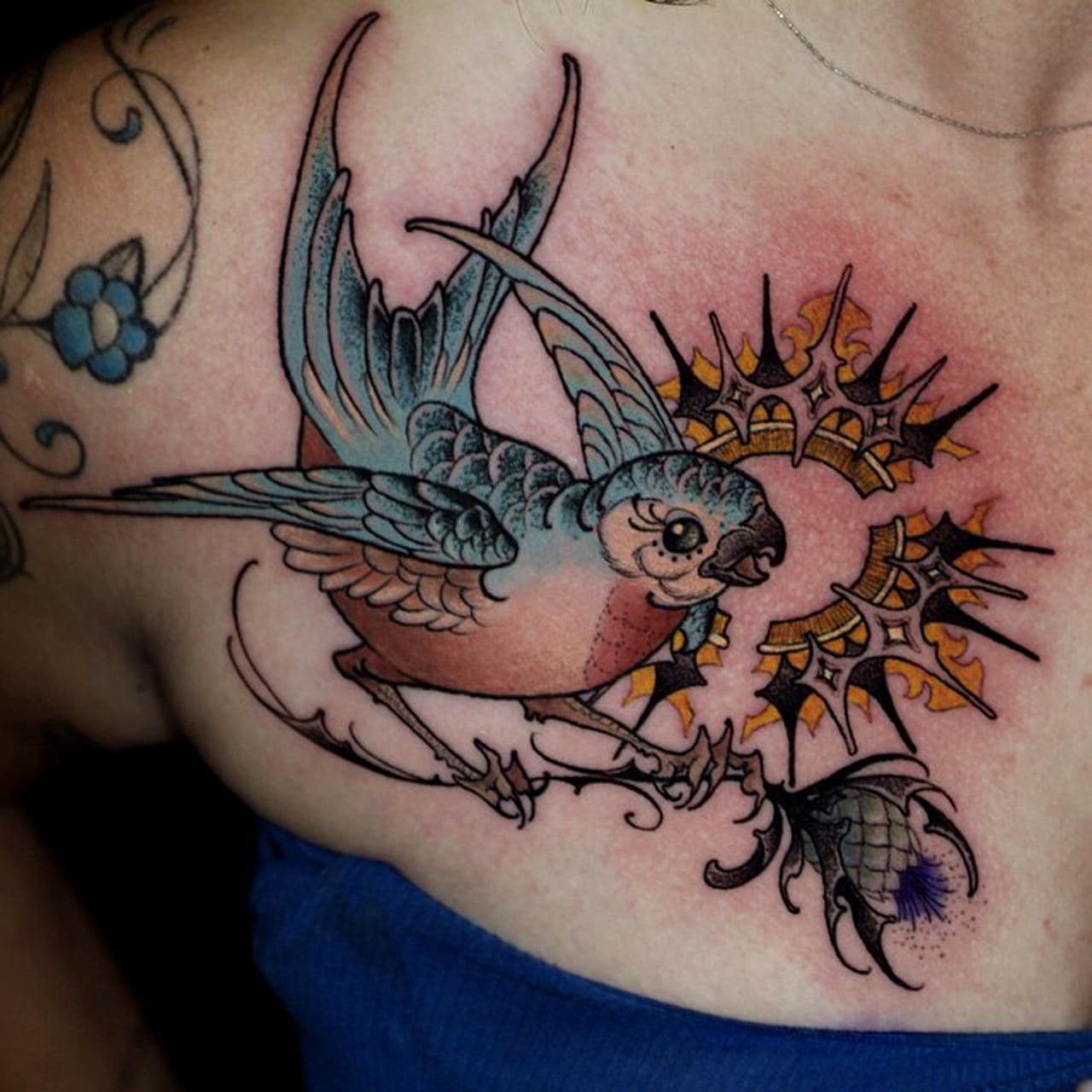 Tatuaje periquito australiano
