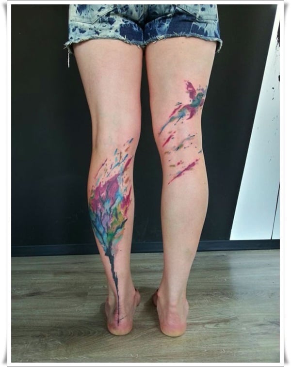 Tatuaje árbol en las piernas