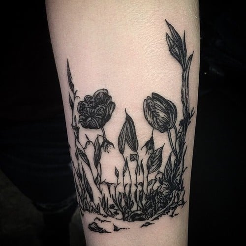 Tatuaje calavera floral