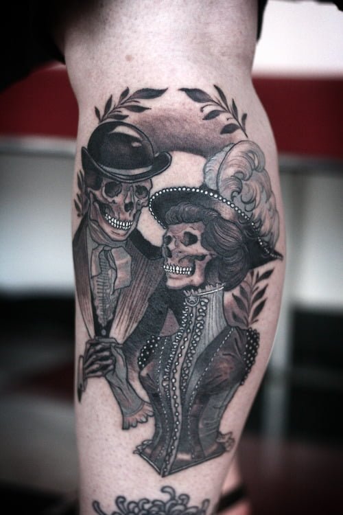 Tatuaje pareja de esqueletos