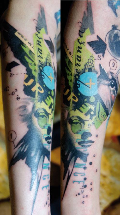 Tatuaje collage verde