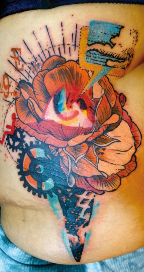 Tatuaje helado de flores